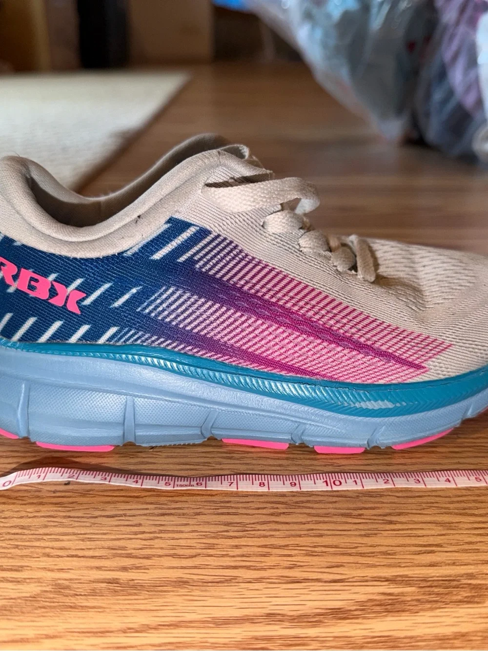 RBX Girls Athletic Sneakers - Light Gray with Blue & Pink Accents size 1